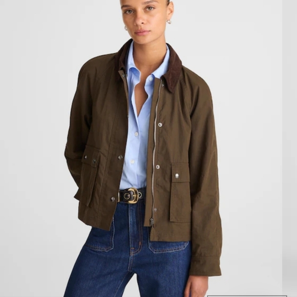 Madewell Waxed Zip-Front Jacket In Trench Green NW759 Size M NWT
